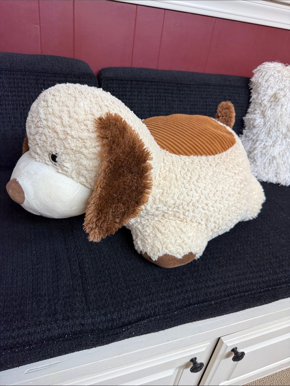 Plush Cream & Brown Dog Pillow Plush